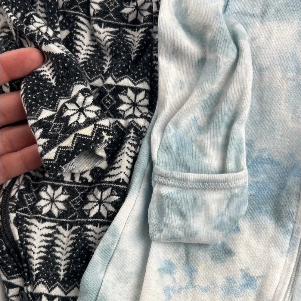 Old Navy Black White Fair Isle &‎ Light Blue Tie-Dye Baby One-Pieces (2)